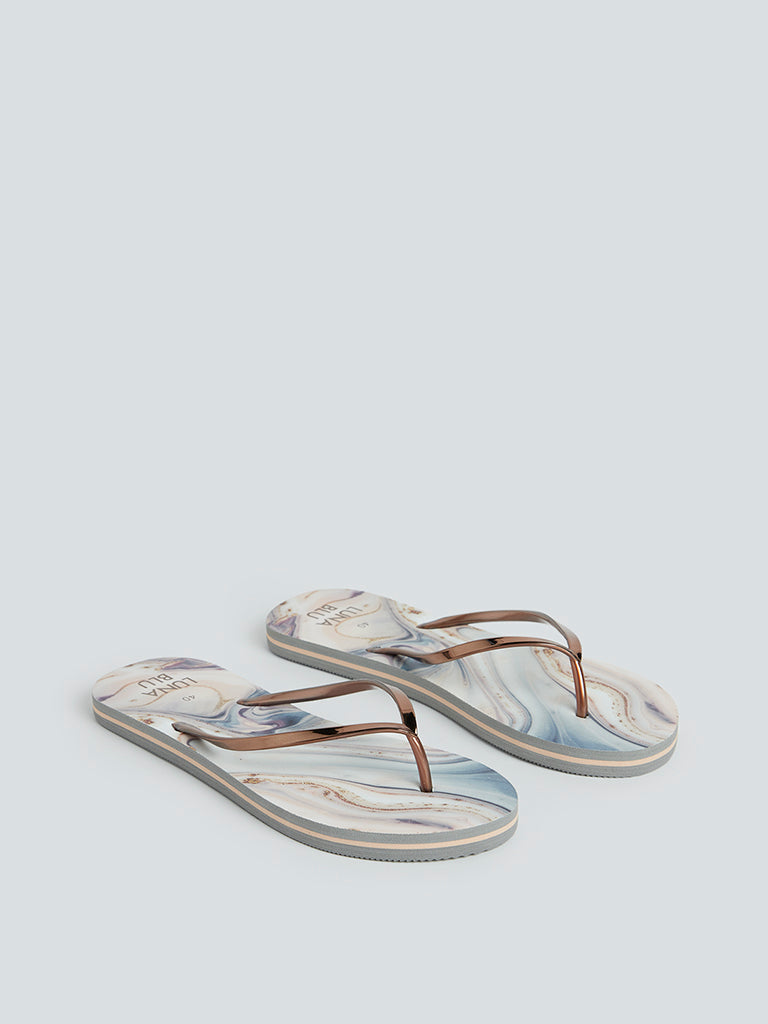 LUNA BLU Multicolour Marble Print Flip-Flops